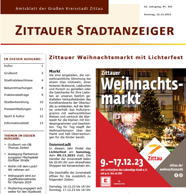 Zittauer Stadtanzeiger November 2023