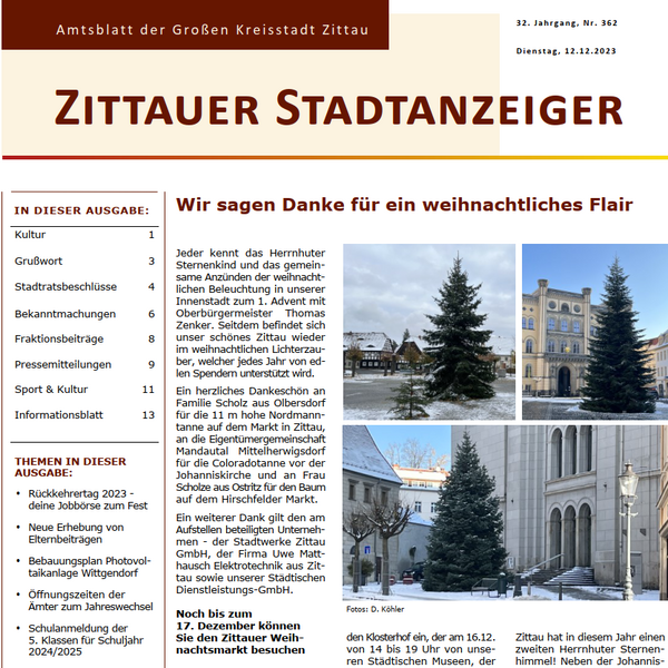 Zittauer Stadtanzeiger 362 vom 12.12.2023