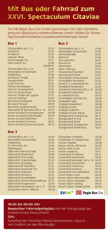 Busplan mit Uhrzeiten