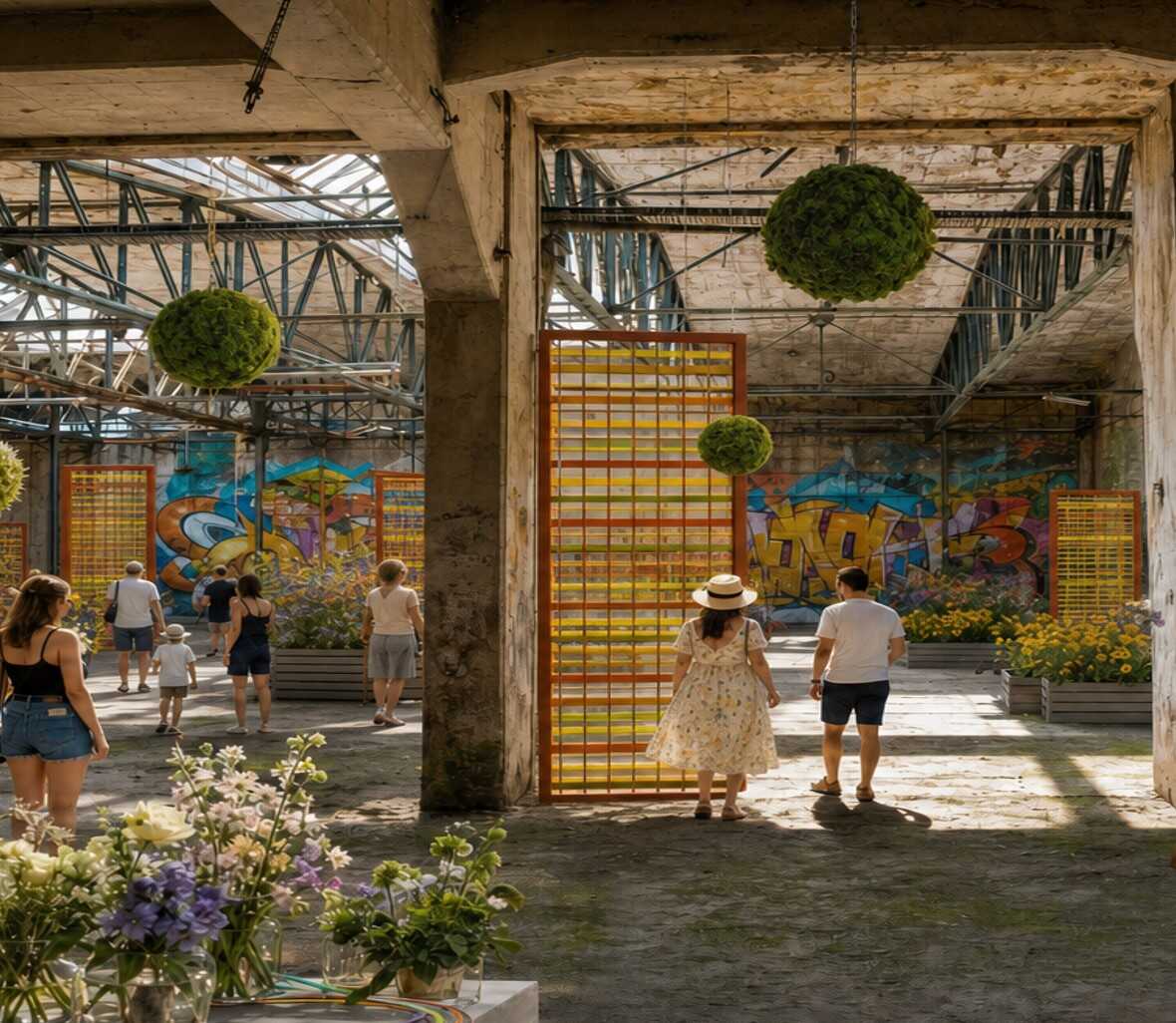 Wie k&ouml;nnte es aussehen zur Landesgartenschau? Das Foto zeigt eine KI-Version einer m&ouml;glichen Blumenhalle im ROBUR