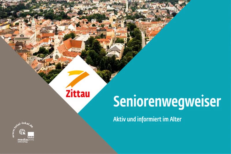 Die Titelseite des neuen Seniorenwegweisers zeigt eine Blick &uuml;ber die Stadt