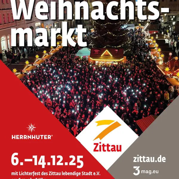 Zittauer Weihnachtsmarkt vom 6. bis 15. Dezember 2025 und Lichterfest des Lebendige Stadt e.V. am Nikolaustag
